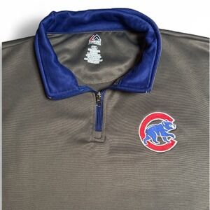 Majestic Chicago Cubs Pullover 1/4 Zip Gray Royal Blue‎ Men's Size 3XL Baseball